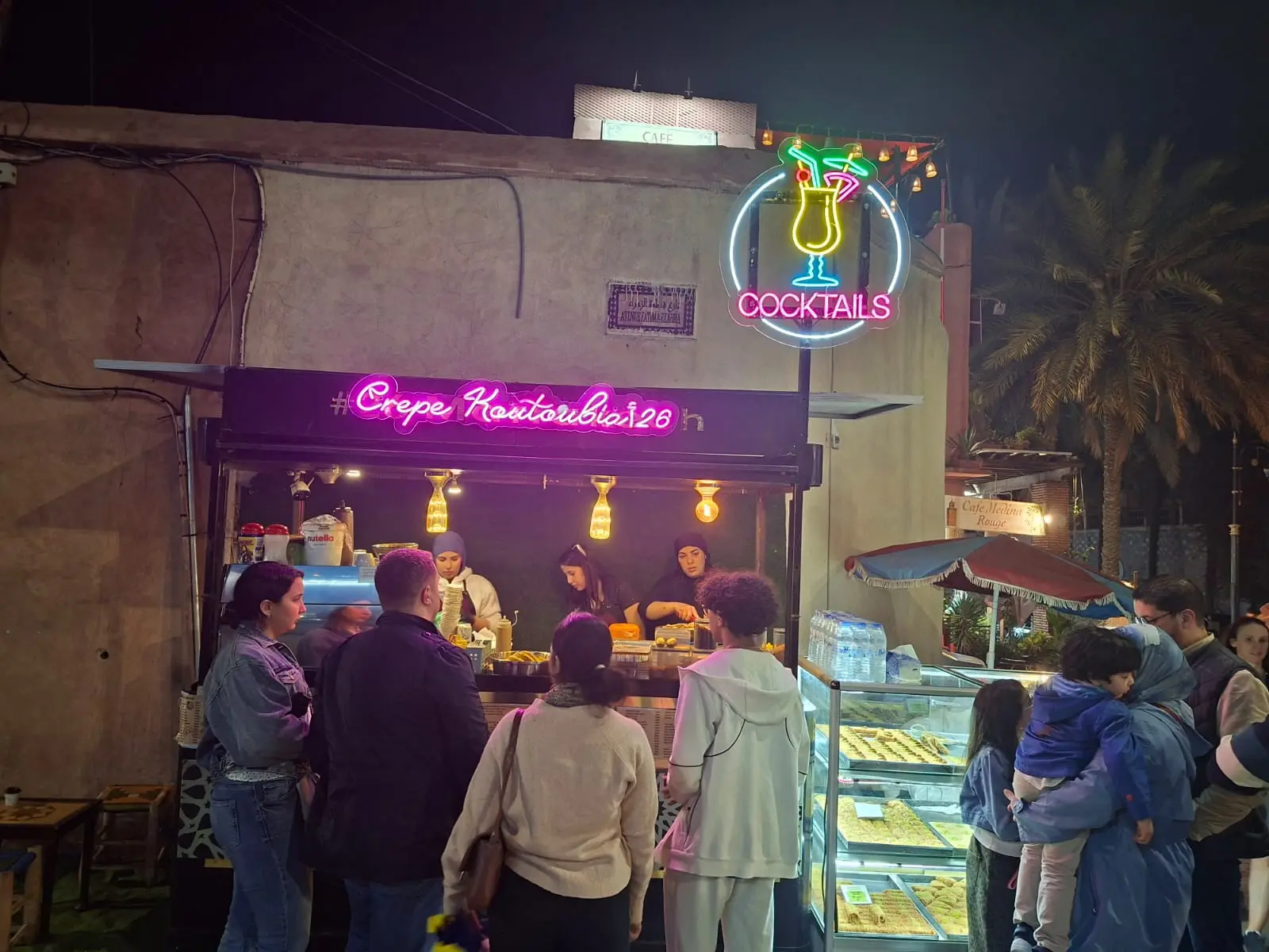 Freshly made crepes with chocolate and pistachio at Crepe Koutoubia 26